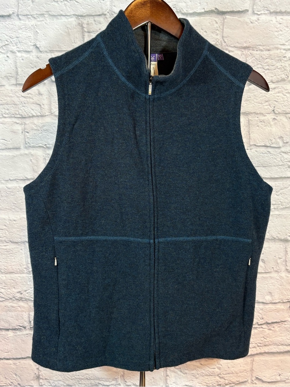 ibex Blue Carrie Merino Wool Sleeveless Zip-Up Vest Women’s Large